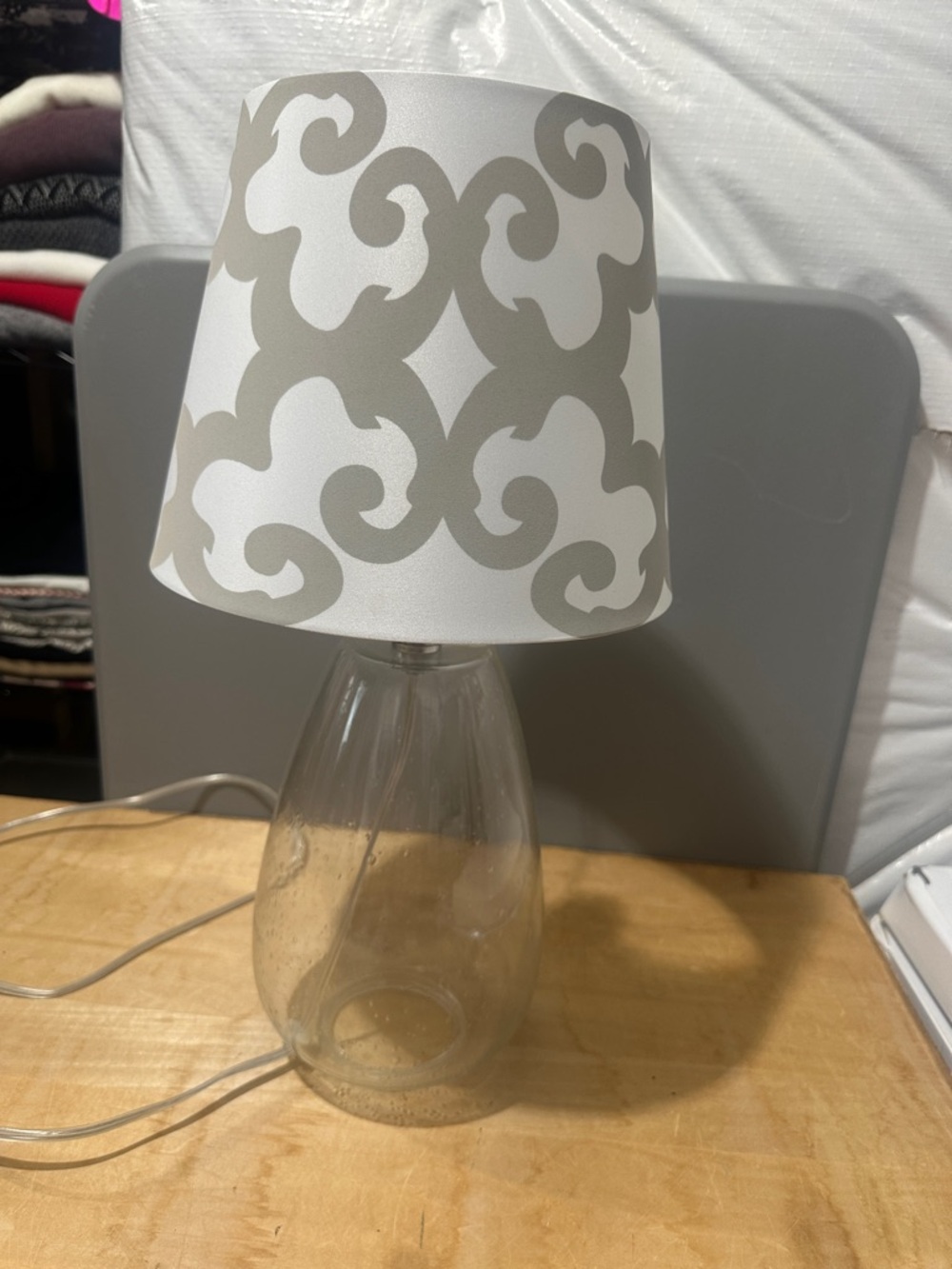 Gray and White Patterned Table Lamp - Home Accents